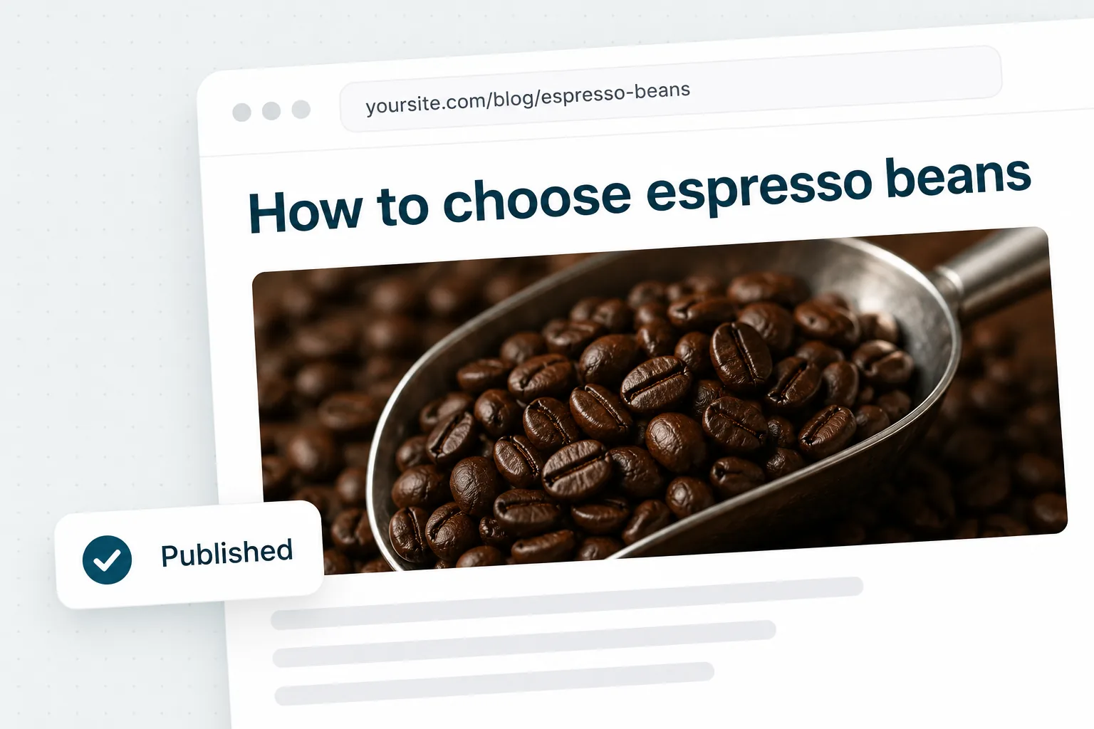A finished article live on the example site, in the browser, with the keyword it was written to win.